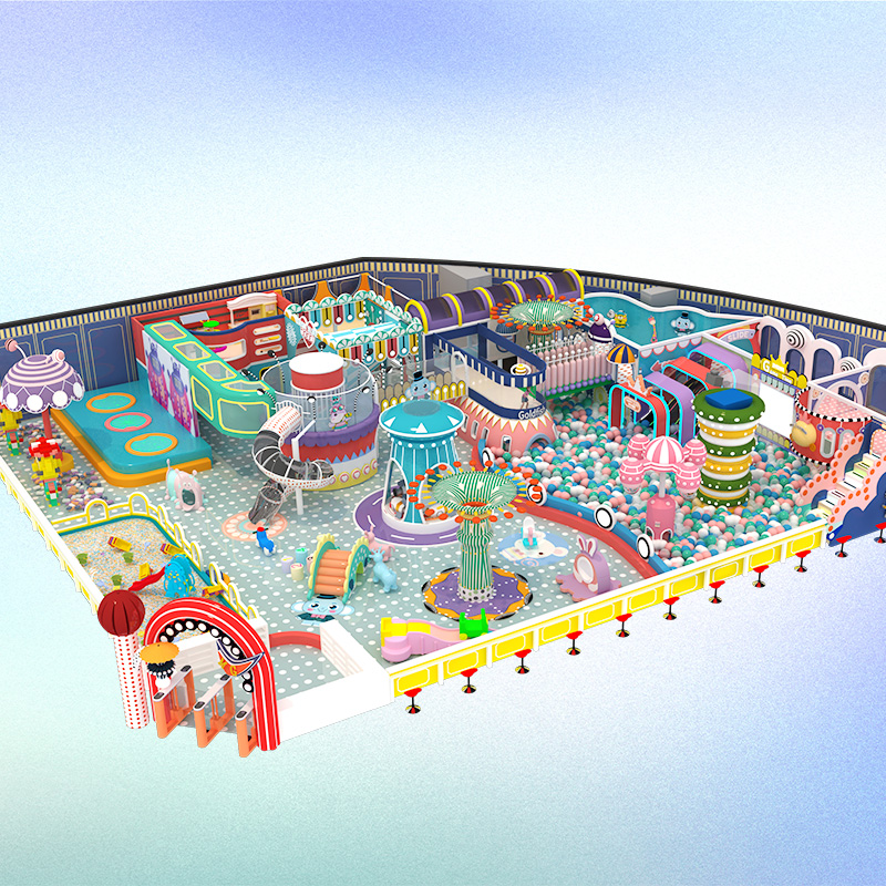 Morandi Themed Children Indoor Playground Fibeiglass Slide Children Modular Playground With Slide