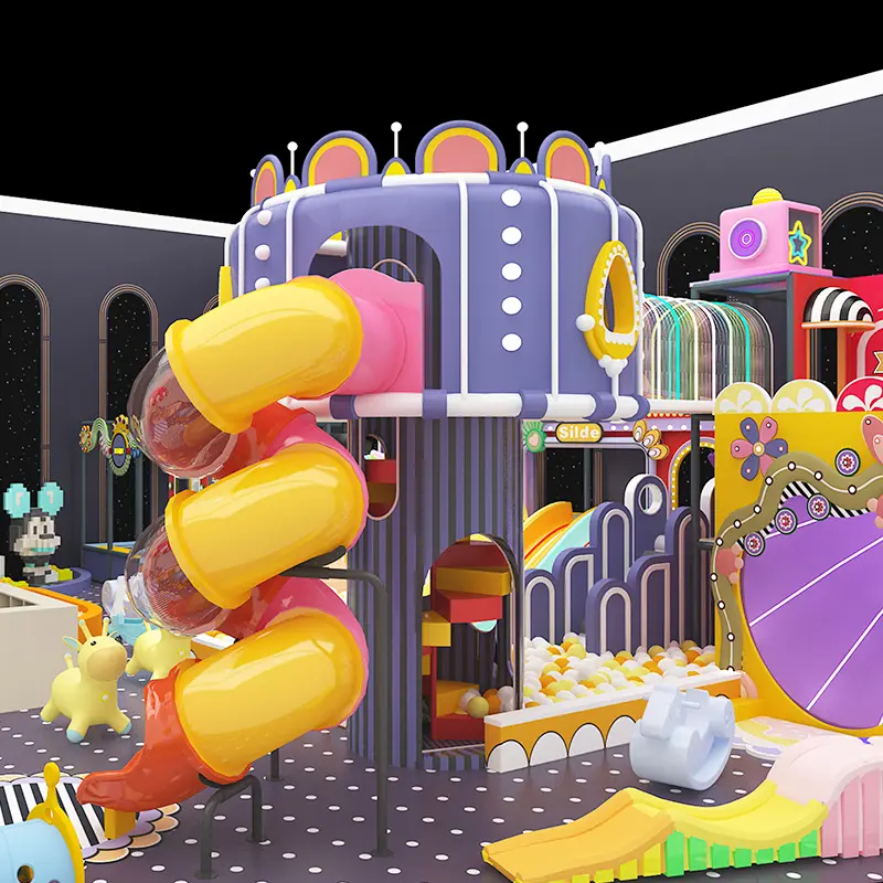 Morandi Themed Children Indoor Playground with Big Slides for Sale Indoor Park Children Soft Play Equipment
