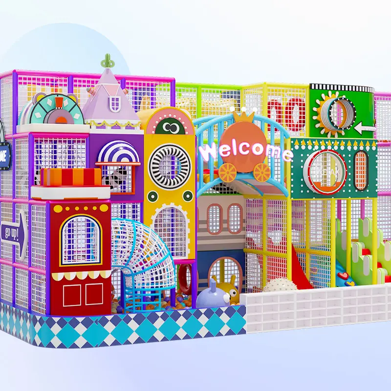 Morandi Themed Children Indoor Playground  Equipment Castle for Kids 3-12 Age Park Customized Theme